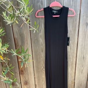 Black long body con dress